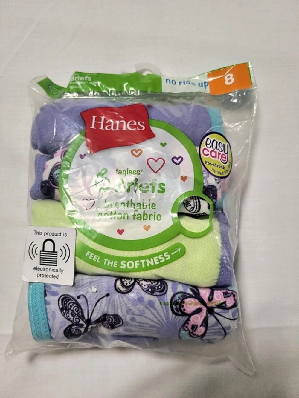 Hanes Briefs Girls Size 8 6-Pack Purple & Green NWT